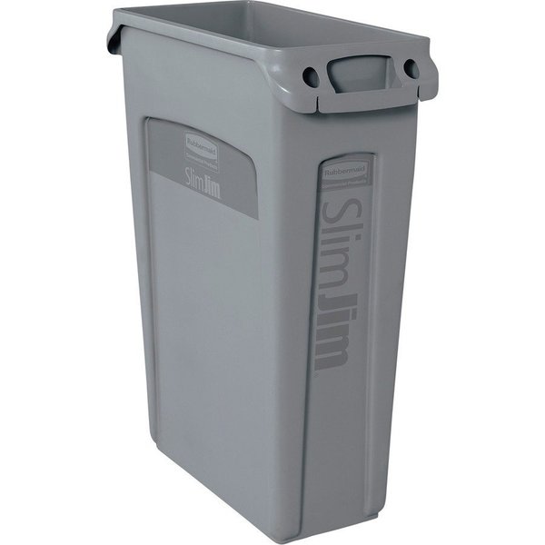 Rubbermaid Commercial 23 gal Rectangular Slim Jim 23-Gallon Vented Waste Container, Gray RCP354060GY